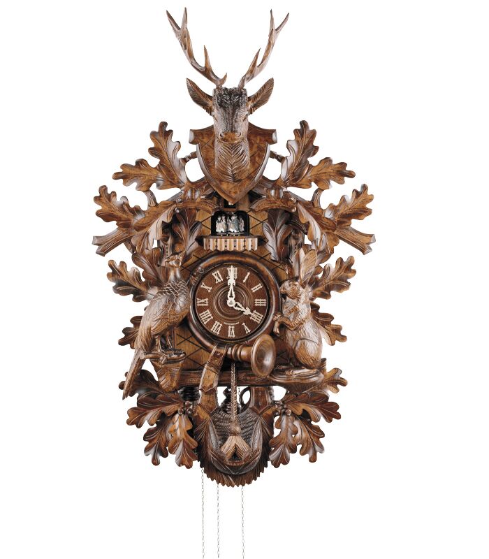 Hunting Clock with Pheasant and Rabbit Cuckoo Clock